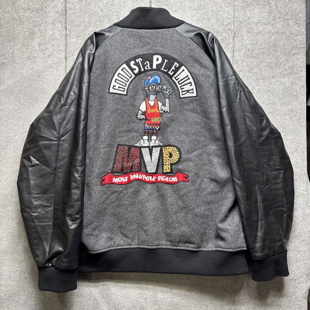 Staple‎ Pigeon Letterman Jacket Mens 2XL Leather Wool MVP Bomber Embroidered